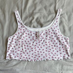 Aeropostale Purple Floral Print Tank Crop Top Size Large